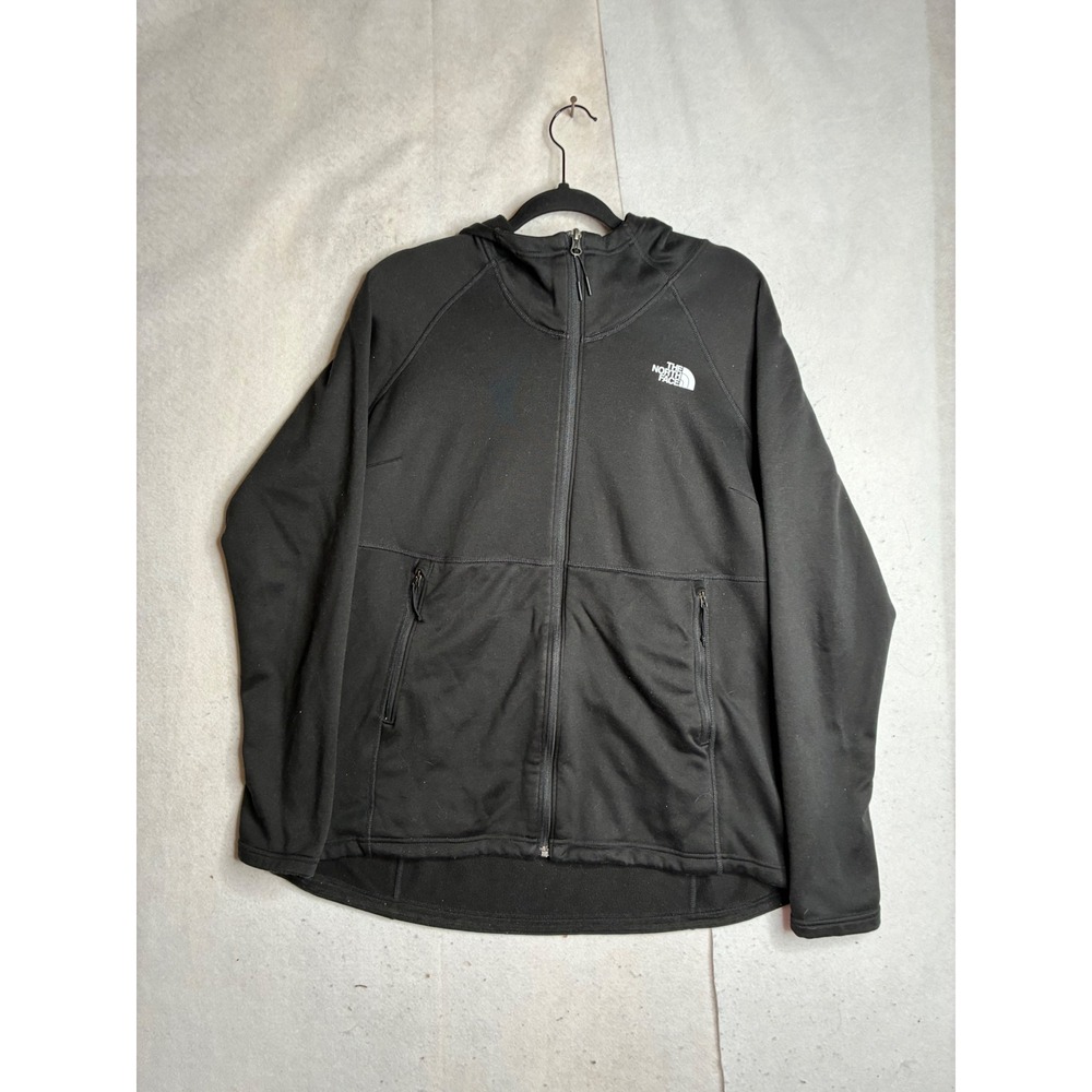 The North Face Womens 1X Black Full Zip Fleece Lined Hoodie Jacket Thumbholes